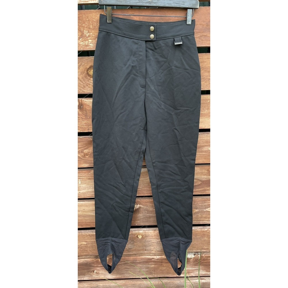 Vtg Edelweiss‎ Womens black wool lined Stirrup Ski pants Size 26
